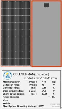 170 W aur 185 W solar penal available