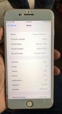 I phone 7 plus pta proved 128 gb 10 by 10 battery change he just