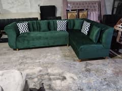 L shape corner sofa six seater in velvet fabric stuff