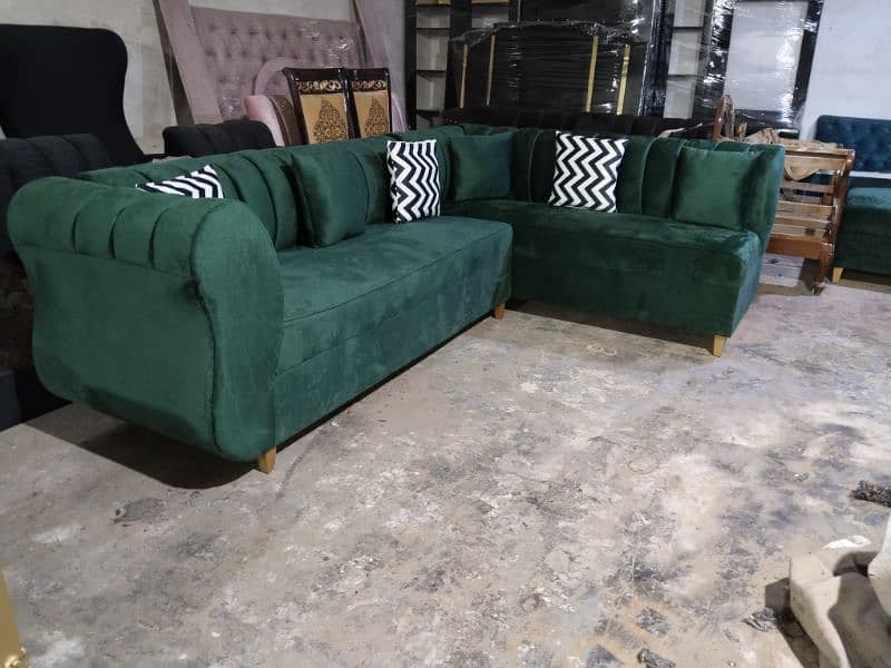 L shape corner sofa six seater in velvet fabric stuff 1