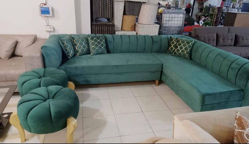 L shape corner sofa six seater in velvet fabric stuff 9