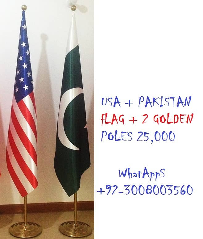 Indoor Flag +Golden Pole, Table Flag, UK & USA Flag, Country Flags 0