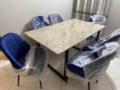 6 seater dining table brand new marble top. ms frame