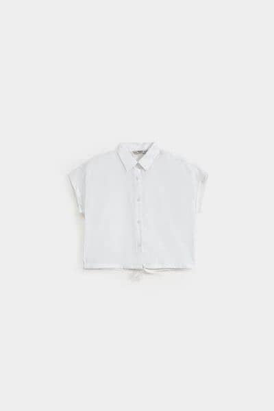 Drawstring Hem Poplin Super Cropped Shirt 3