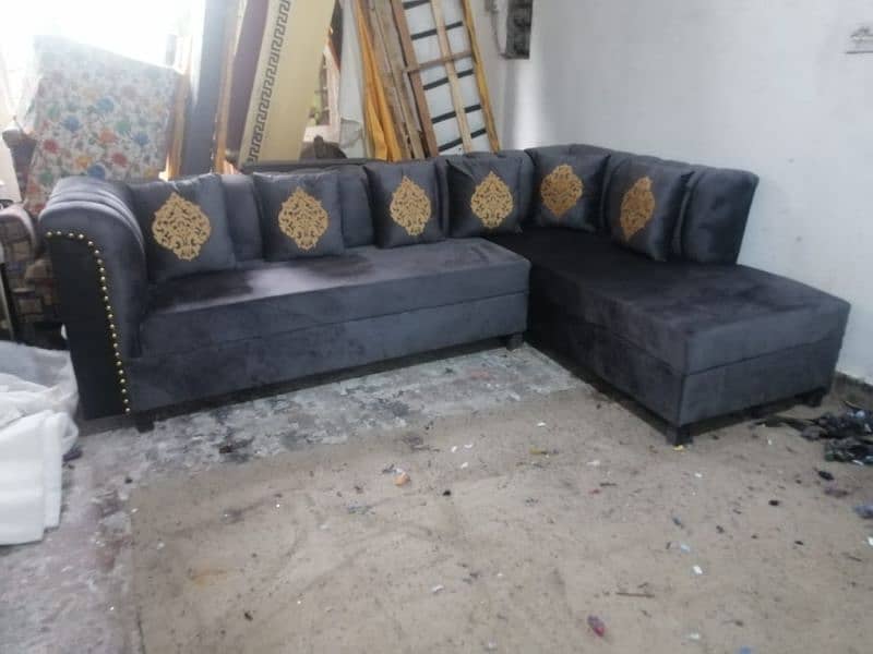 L shape sofa / corner sofa / six seater / velvet sofa / Sofa for sale 16