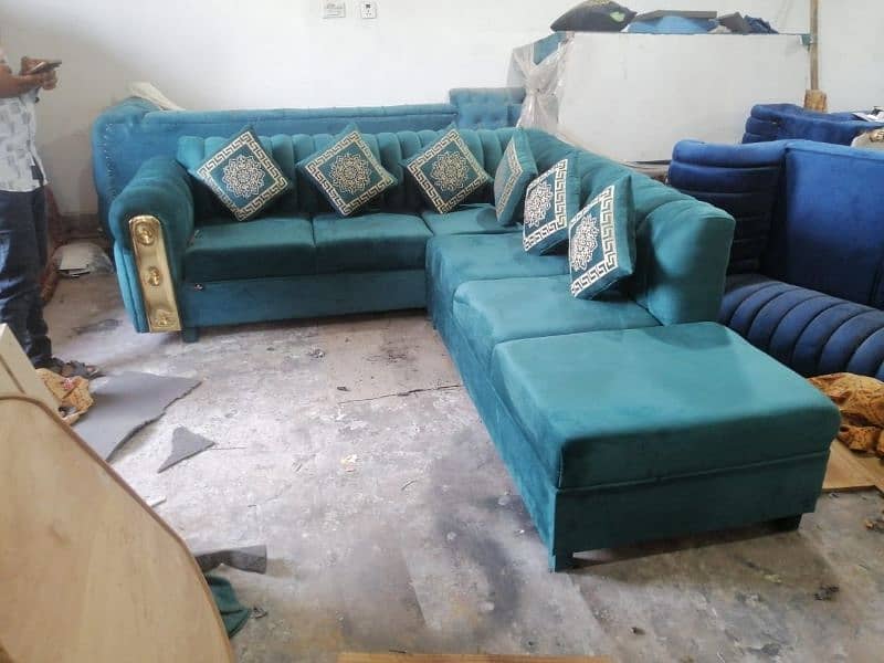 L shape sofa / corner sofa / six seater / velvet sofa / Sofa for sale 19