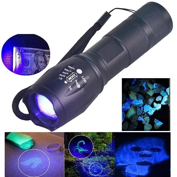 5 watt UV395-400, Ultraviolet Torch Light, Aluminum Body and zoom able 2