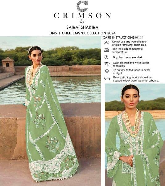 3 Psc Women's Unstitched Lawn Printed Suit/3Psc Woman Suit 1