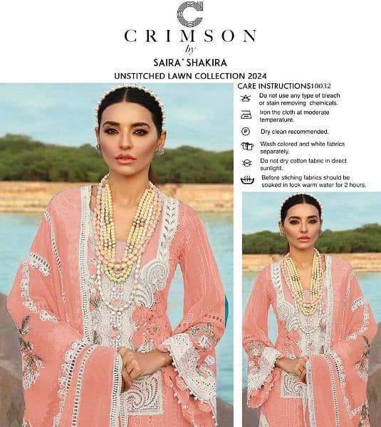 3 Psc Women's Unstitched Lawn Printed Suit/3Psc Woman Suit 2