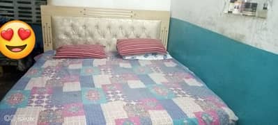 Double Bed + Wooden Almaari