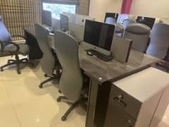 9ft Workstation table and 6 chairs for sale 0