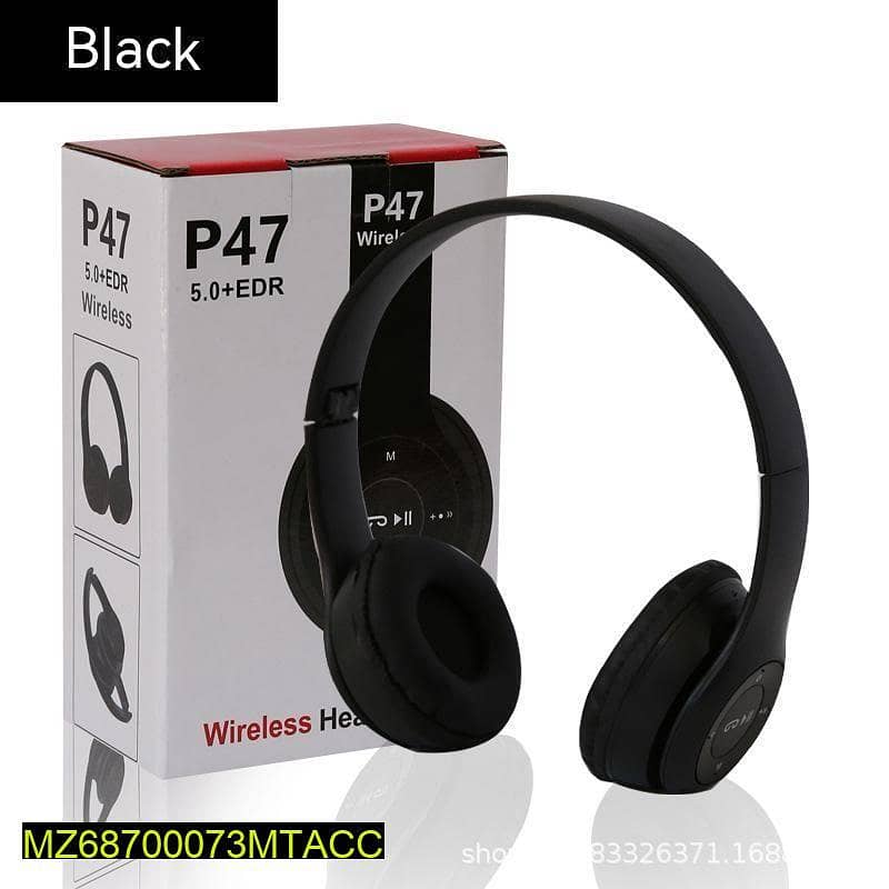 Wireless Headphone P47 Black Color Best Sound Quality 0