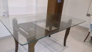 glass dining table shesham wood for 6 people 0