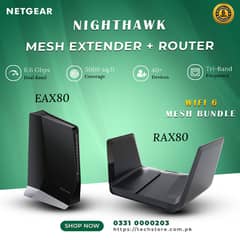 RAX80 + EAX80: WiFi 6, 5000 sq. ft, Mesh Bundle (Branded Uesd)