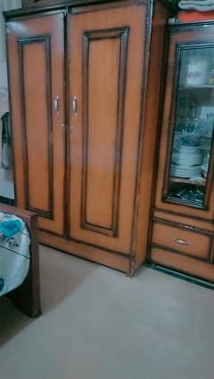 Bed without mattress, cupboard,sokesh almari with