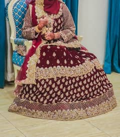 Baraat Lahnga, Maroon Velvet beautiful Bridal Lahnga