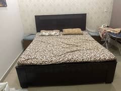 KING SIZE DOUBLE BED WITH MATRESS AND SIDE TABLES