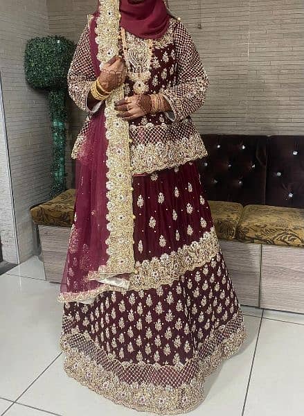 Baraat Lahnga, Maroon Velvet beautiful Bridal Lahnga 3