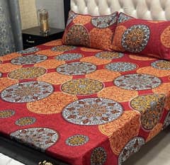 3 pcs crystal cotton printed double bedsheet