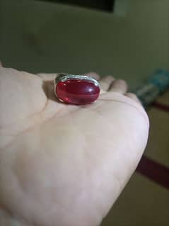 Real yaqoot stone Chandi Ring