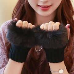 Women's Woolen Plain Fingerless Gloves 0