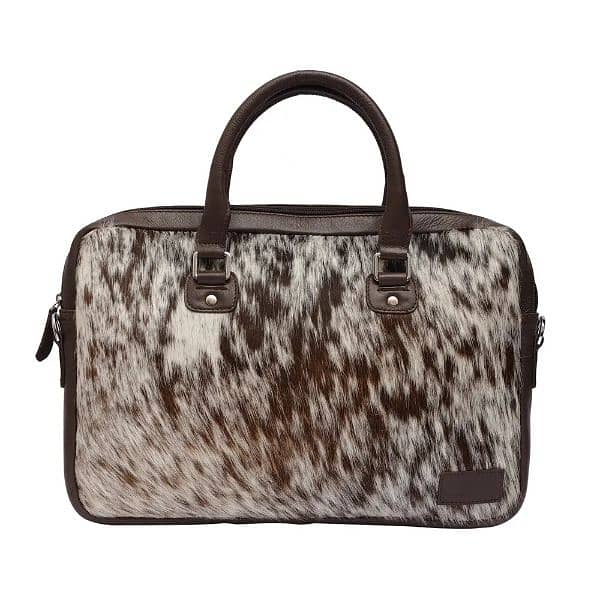 cowhide hair-on geniune leather laptop bag 0