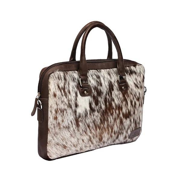 cowhide hair-on geniune leather laptop bag 2