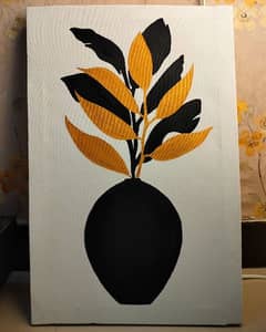 Black and golden flower vase painting 0