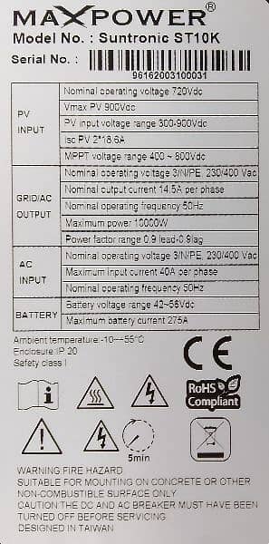 Max Power 10kw Hybrid ip20 Good Condition 1