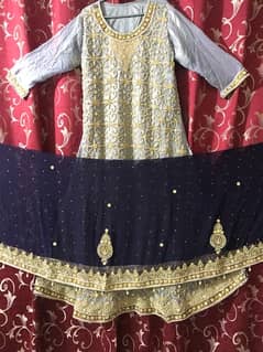 Bridal walima maxi , gray and navy blue, new condition worn just once.