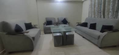 URGENT SALE :: 7 Seater Sofa in soft fabric + 4-seat mini dining table