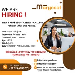 Need Urgent Call representative(Females)No registration(Sofware house)