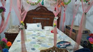 hand made wooden bed and sofa set and mattress