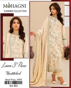 3 pcs women unstitched lawn embroidered suits