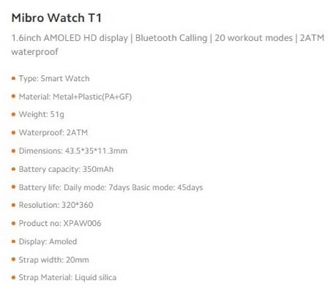 Mibro T1 Calling Watch 1