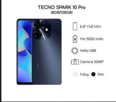 Tecno spark 10 pro 5 month worenty 8 + 8 Ram 128 mem 10 by 10