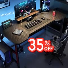 Gaming Desk with Monitor Stand, Computer Gamer Table, PC Gaming Table 0