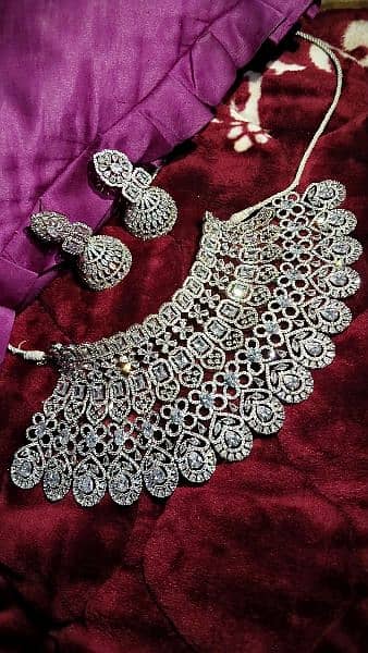 silver stone bridal collar necklace 1