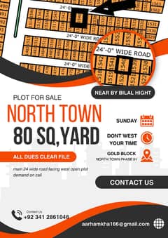 PLOT FOR SALE 80 SQ,YARD