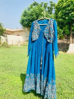 Zinc blue maxi with attached coatئ