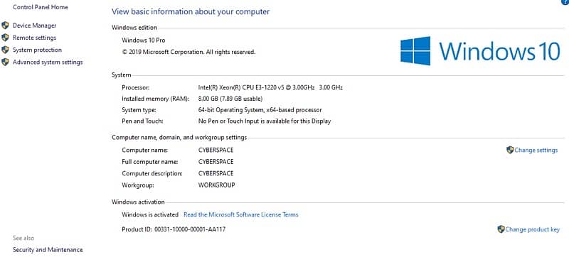 Lenovo intel(R)Xeon(R)CPU E3 -1220vs   500 Gb Hard Disc 8 agh Ram 12