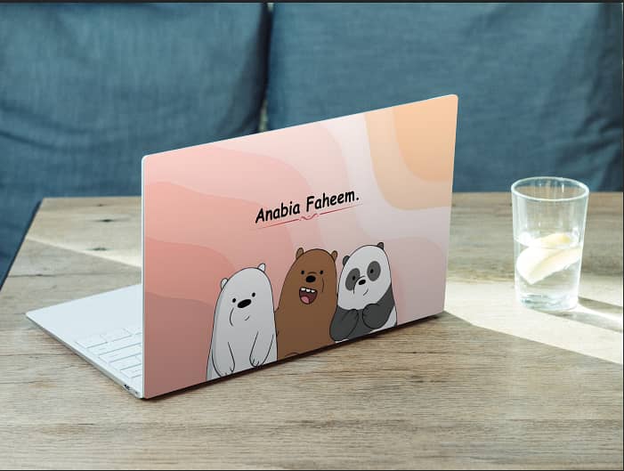 Cute "We Bear Bares" Custom Name Laptop Skin 3