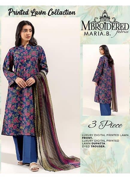 3 PC's women's unstitched linen and lawn Digital print suit Embroider 2