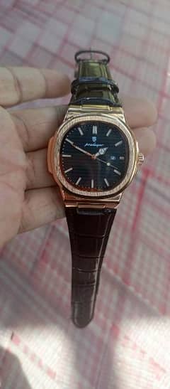 Poedagar mens watch Brown leather strapes 0