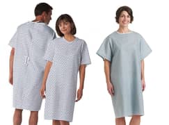 Patient Gown Cotton Blend Unisex Hospital Gown, Washable Fits