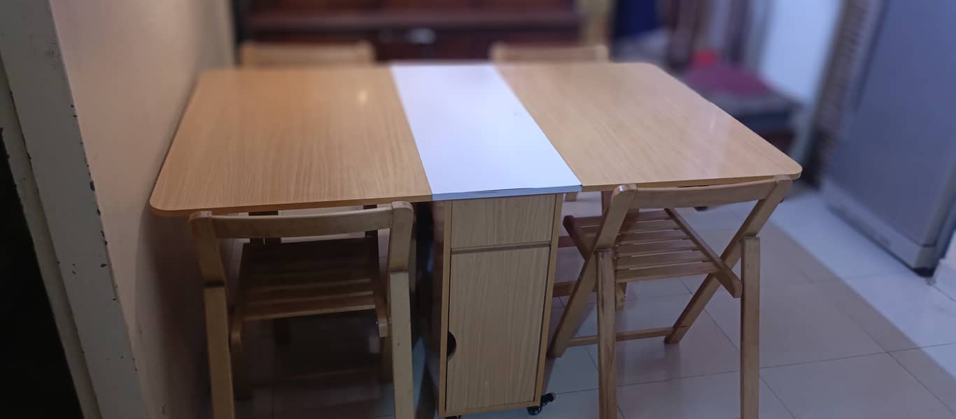 Wooden foldable Dinning and 4 Chairs 5