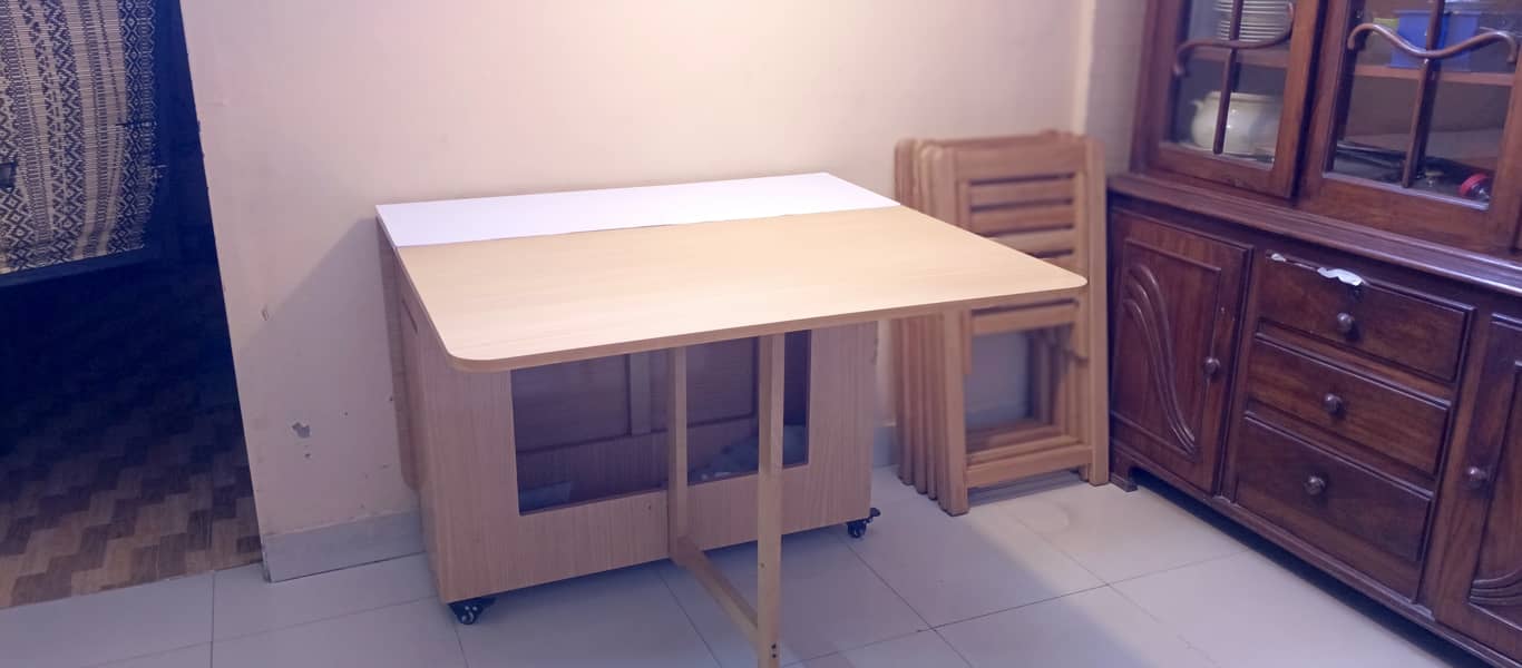 Wooden foldable Dinning and 4 Chairs 10