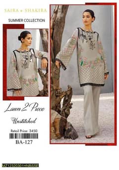 2pcs women ,s unstitched lawn Embroidered suit  for sale sale