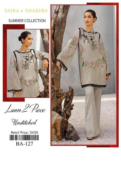 2pcs women ,s unstitched lawn Embroidered suit  for sale sale 1