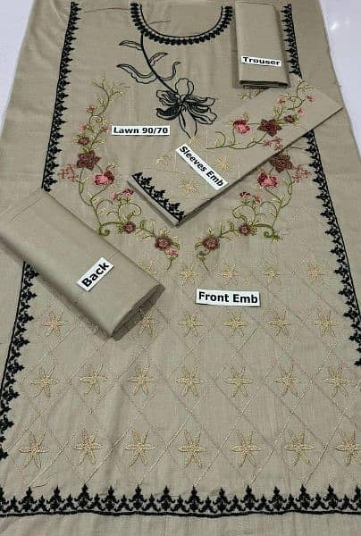 2pcs women ,s unstitched lawn Embroidered suit  for sale sale 3